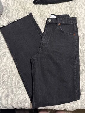 ZARA Black Straight-Leg Denim Jeans
